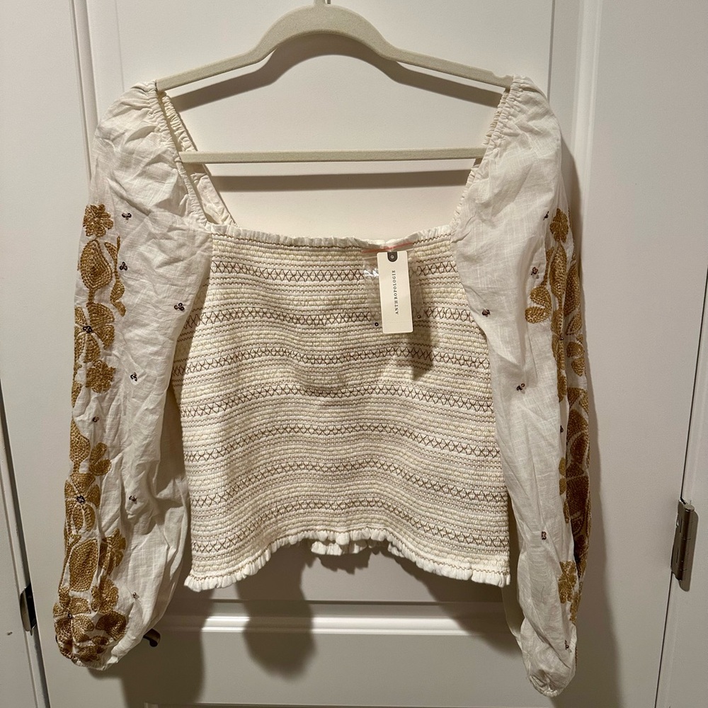 NWT Anthropologie peasant blouse size M.